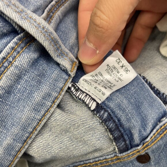 Y2K Guess Jeans Men's 36x32 Lincoln Slim Straight Light Blue Distressed Denim - Picture 7 of 13